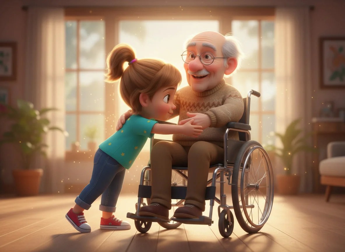 Arti helping another child in a wheelchair